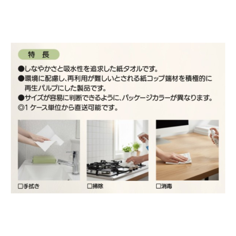 ファーストレイト わたしのペーパータオル エコノミー 200枚 FR-6637［96パック入］