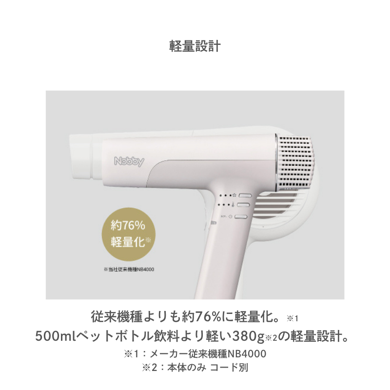 Nobby ノビィ プロテクトイオンヘアドライヤー ND340B 全2色