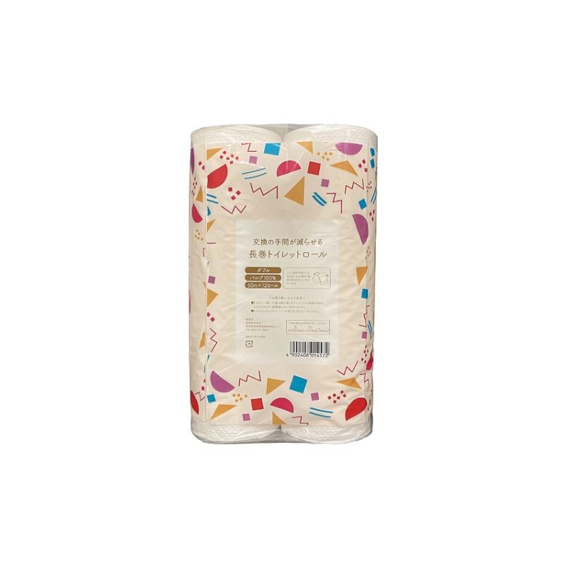 トイレットペーパー 長巻きロール ダブル 50m巻 12ロール［6袋入］