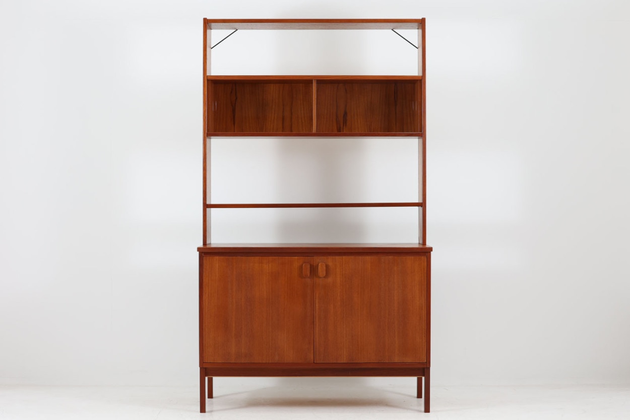 スウェーデン製 ガラス扉のシェルフ/飾り棚 チーク材 北欧家具