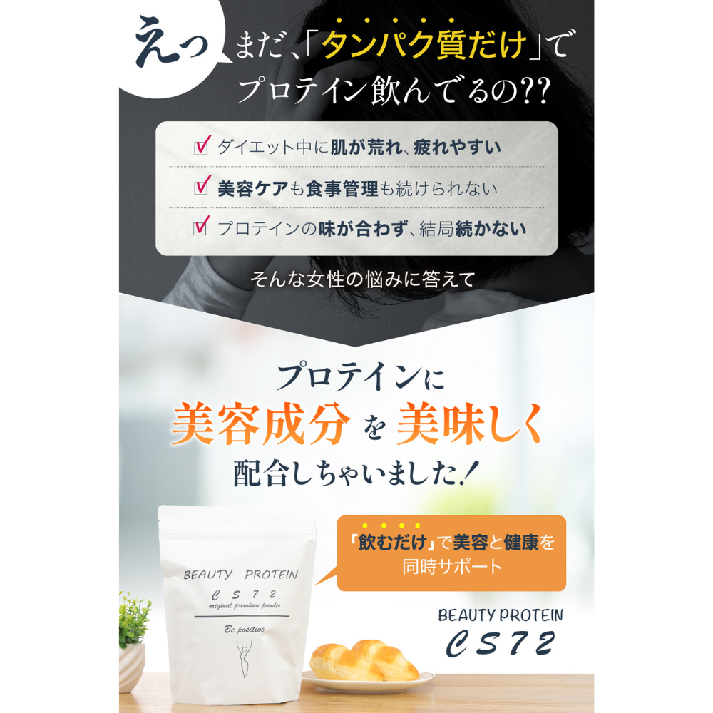 BEAUTY PROTEIN CS72 ホエイプロテイン 300g とちおとめイチゴ味 10