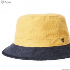 BRIXTON B-SHIELD BUCKET HAT  (YELLOW��WASHED NAVY)