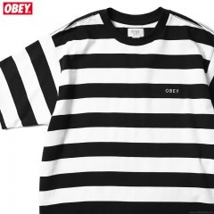 OBEY IDEALS ORGANIC WIDE STRIPE TEE (BLACK MULTI)