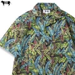MINOS KOISA LEAF ALOHA SHIRT (BLACK) [MNU20-SH01]