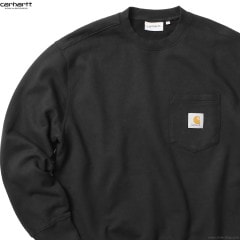 CARHARTT WIP POCKET SWEAT SHIRT (BLACK GARMENT WASHED)