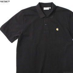 CARHARTT WIP S/S CHASE PIQUE POLO (BLACK/GOLD)