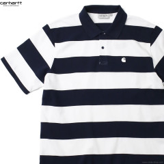 CARHARTT WIP S/S DAMPIER PIQUE POLO (DAMPIER STRIPE ATOM BLUE/WHITE)