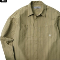 BLUCO STANDARD WORK SHIRTS L/S (BEIGE STRIPE) [0109]