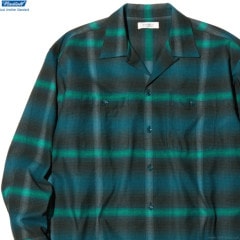 RADIALL BOULEVARD - OPEN COLLARED SHIRT L/S (BOTTLE GREEN) [RAD-23AW-SH001]