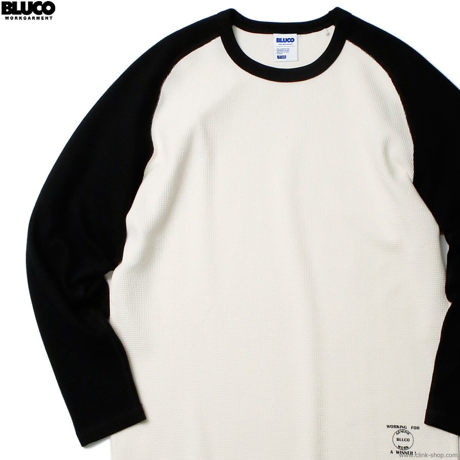 CLINK｜BLUCO RAGLAN THERMAL SHIRTS (BLACK - OFF WHITE) [145-12-015