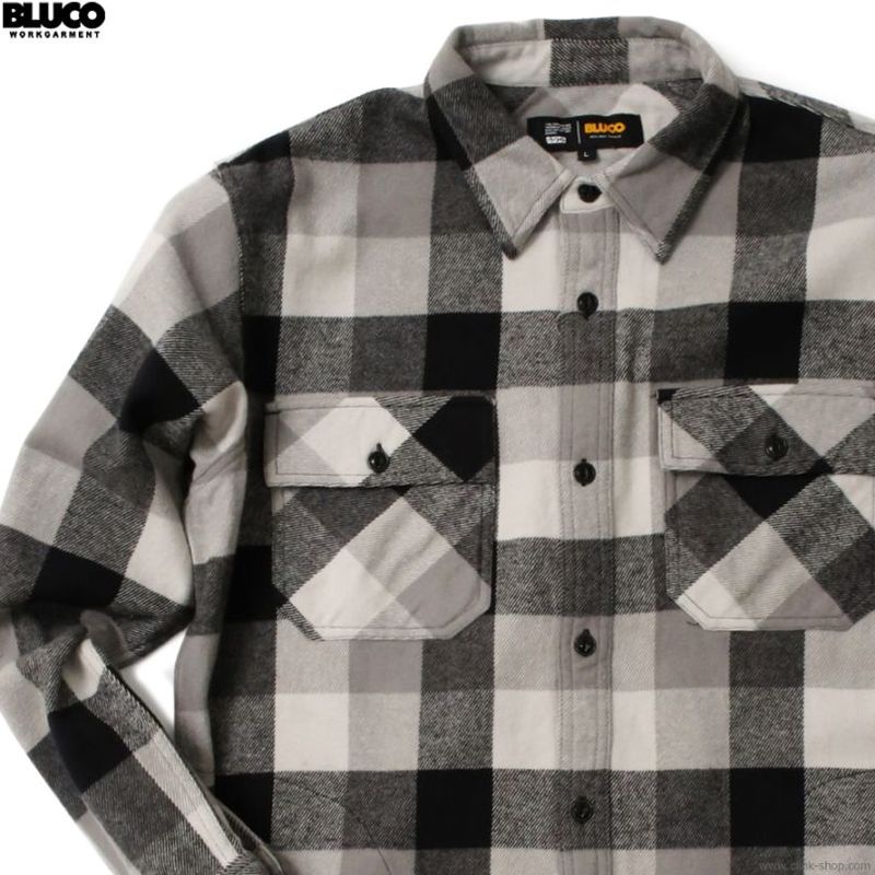 BLUCO BUFFALO CHECK FLANNEL SHIRT (BLACK) [155-11-048]
