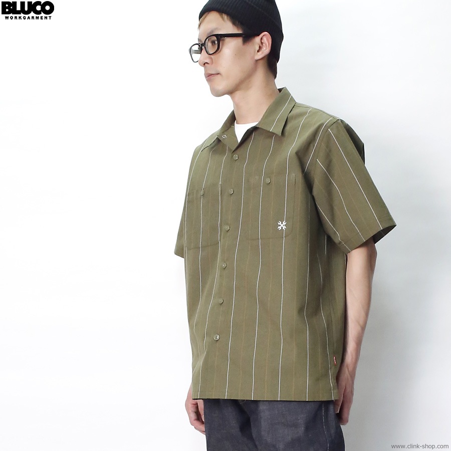 BLUCO STANDARD WORK SHIRT S/S (OLIVE.STP) [0108-3A01]