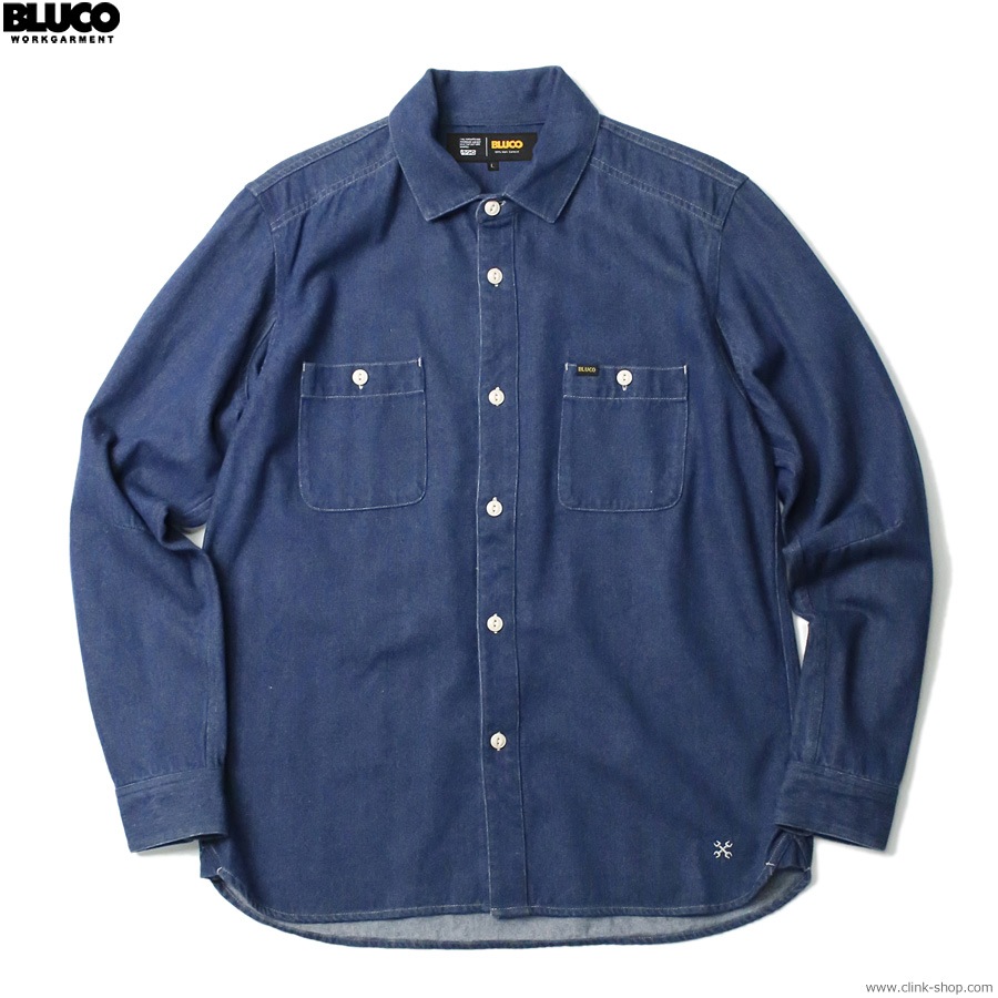 BLUCO 8OZ DENIM WORK SHIRTS (MEDIUM INDIGO) [145-11-001]