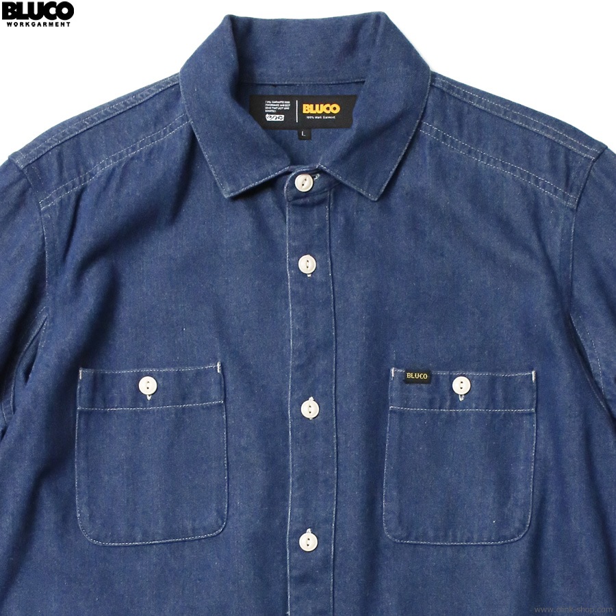 BLUCO 8OZ DENIM WORK SHIRTS (MEDIUM INDIGO) [145-11-001]