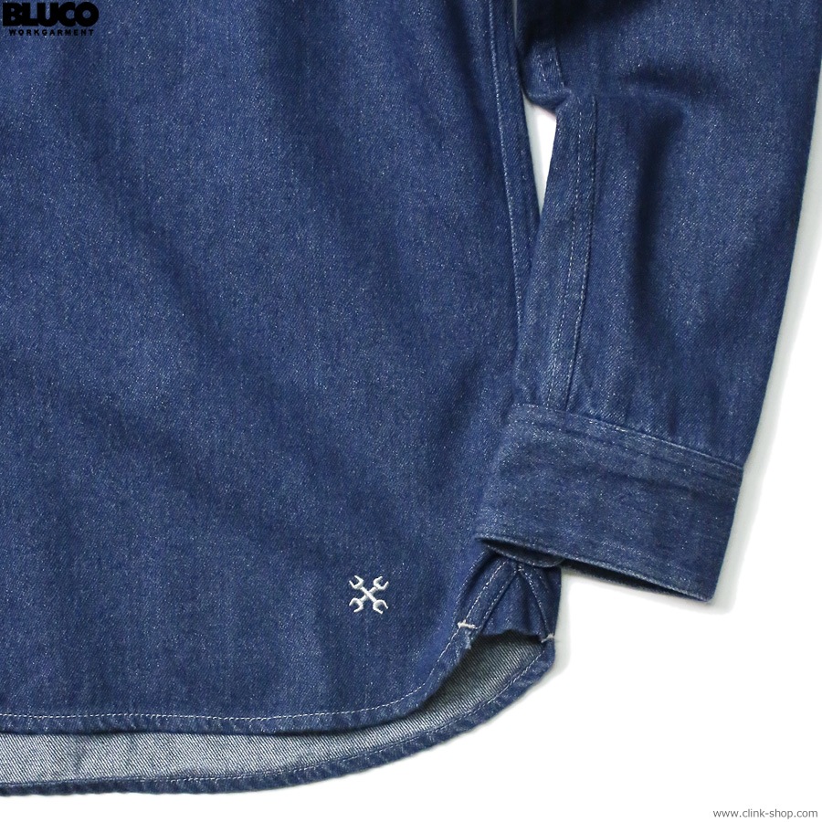 BLUCO 8OZ DENIM WORK SHIRTS (MEDIUM INDIGO) [145-11-001]
