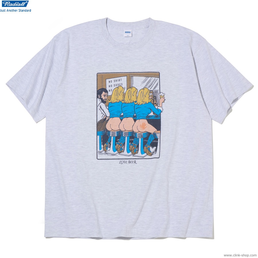 RADIALL LOVE BEER - CREW NECK T-SHIRT S/S (ASH GRAY) [RAD-25SS-TEE013]