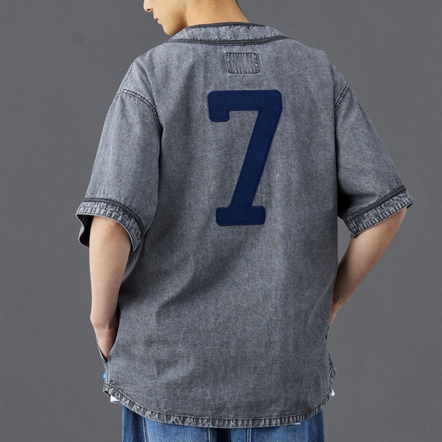 LIBERAIDERS CHAMBRAY BASEBALL SHIRT (BLACK)