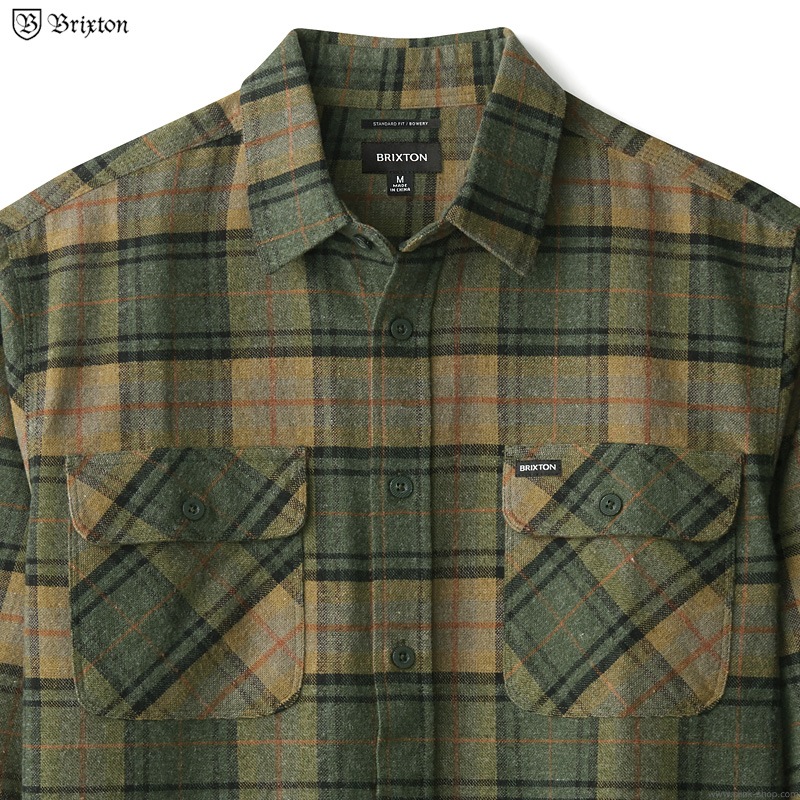 BRIXTON BOWERY L/S FLANNEL (EVERGREEN)