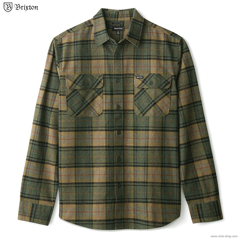 BRIXTON BOWERY L/S FLANNEL (EVERGREEN)