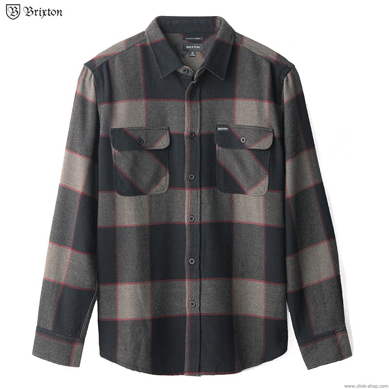 BRIXTON BOWERY L/S FLANNEL (HEATHER GREY/CHARCOAL)