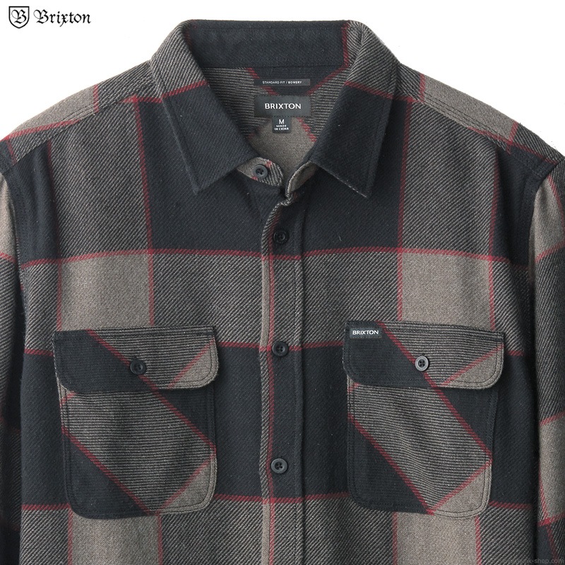BRIXTON BOWERY L/S FLANNEL (HEATHER GREY/CHARCOAL)