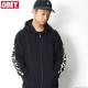 OBEY BASIC ZIP HOOD FLEECE "OBEY NEW WORLD3" (BLACK)