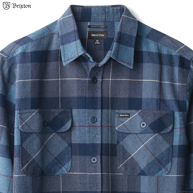 BRIXTON BOWERY L/S FLANNEL (NAVY/CAROLINA BLUE)