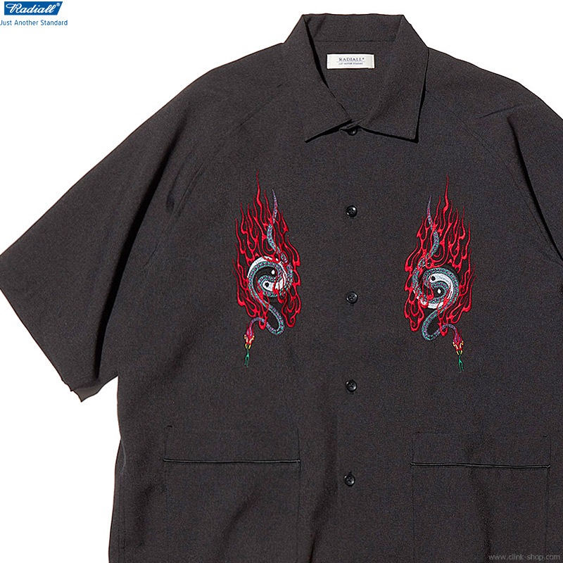 CLINK｜RADIALL YING YANG - OPEN COLLARED SHIRT S/S (INK BLACK