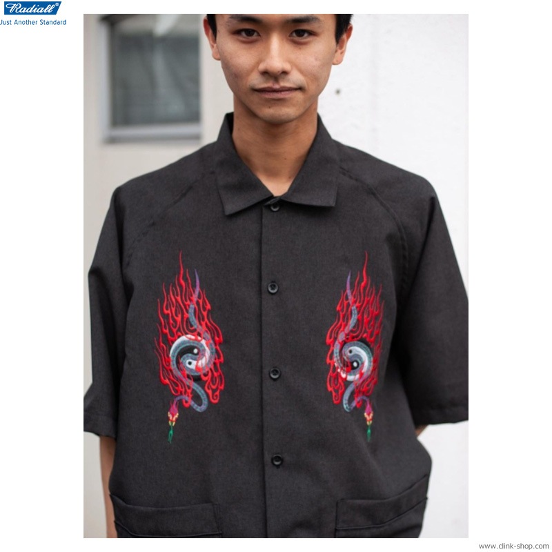 CLINK｜RADIALL YING YANG - OPEN COLLARED SHIRT S/S (INK BLACK