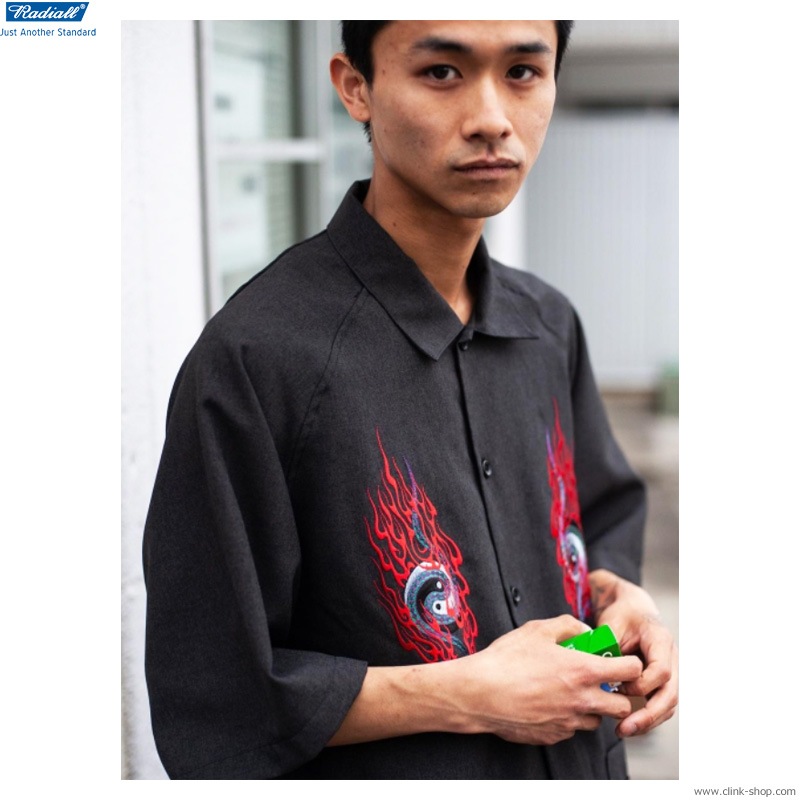 CLINK｜RADIALL YING YANG - OPEN COLLARED SHIRT S/S (INK BLACK