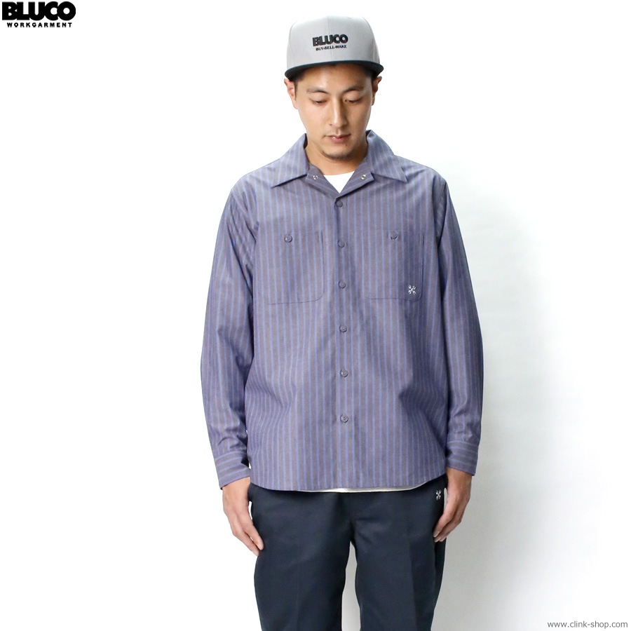 BLUCO STANDARD WORK SHIRTS L/S (GREY STRIPE) [145-11-109]