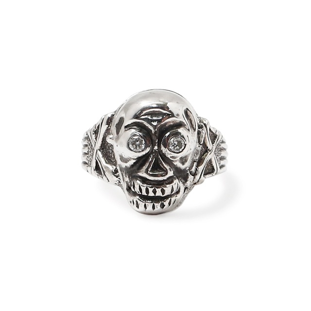 PEANUTS & CO. SKULL POISON RING -ZIRCONIA- (WHITE)