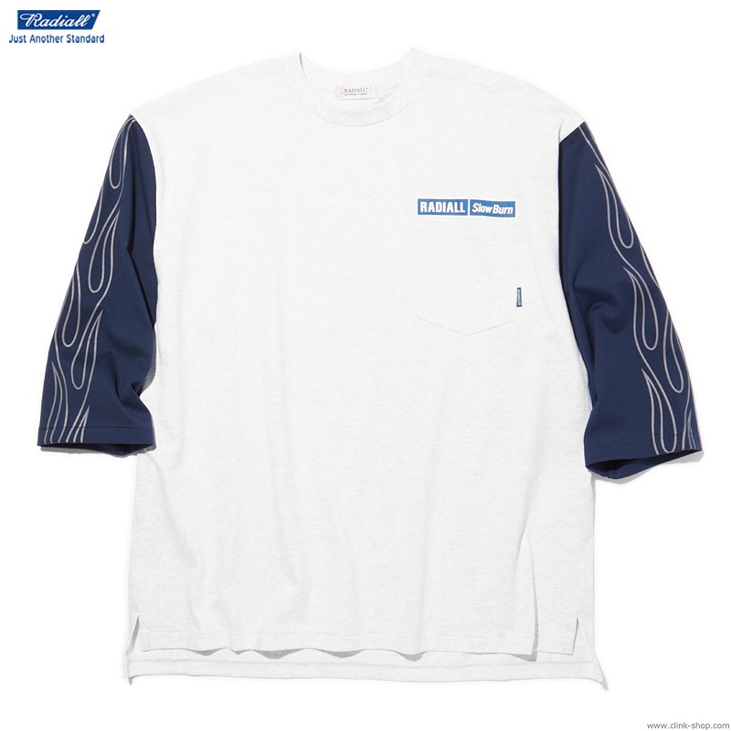 【美品】RADIALL FLAMES-CREW NECK POCKET Tシャツ CLINK|RADIALL FLAMES - CREW NECK POCKET T-SHIRT 3Q/S (NAVY