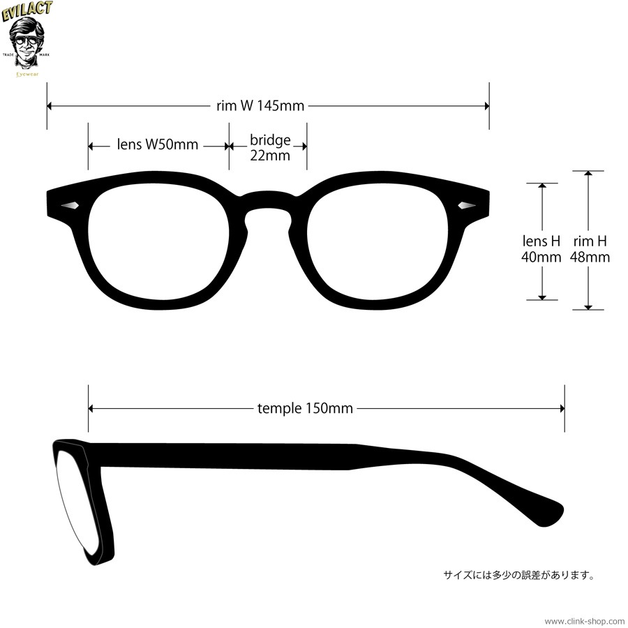 CLINK｜EVILACT EYEWEAR ACE - BLACK/BLUE LENS [EAE23-17-03]｜東京