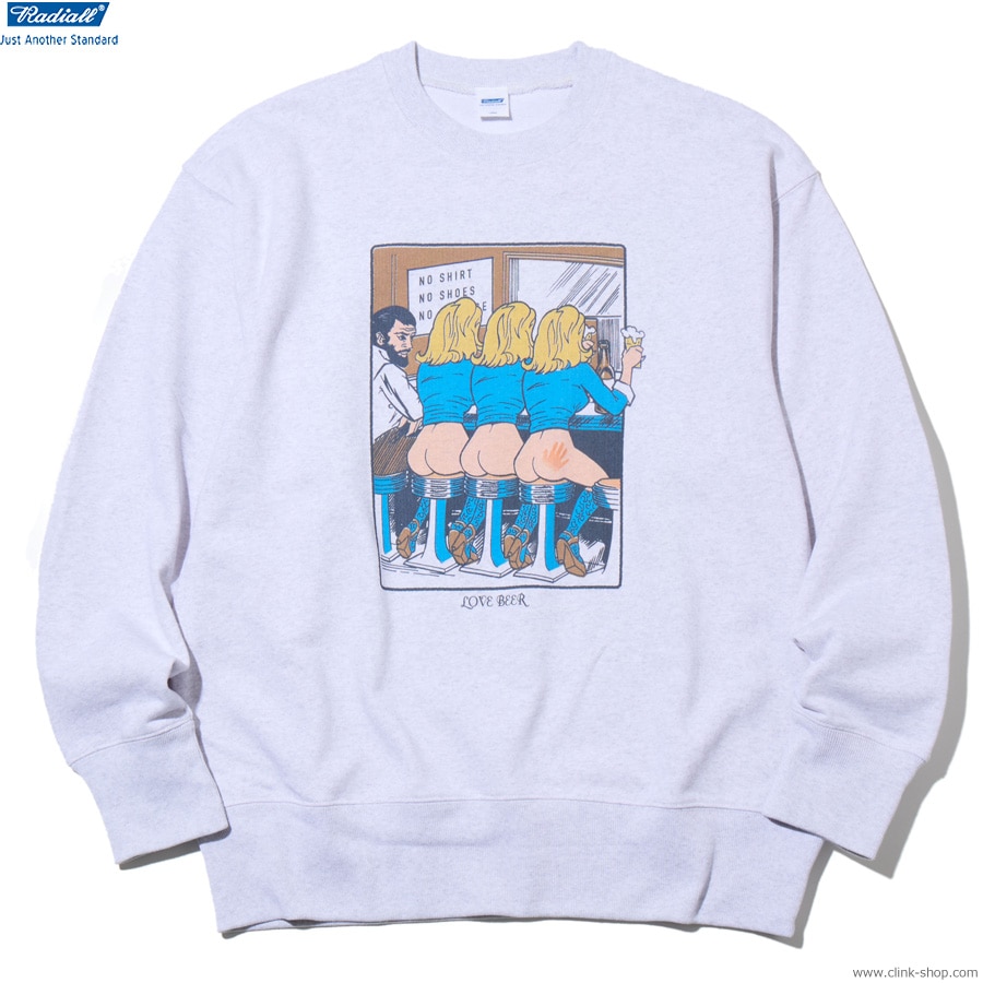 RADIALL LOVE BEER - CREW NECK SWEATSHIRT L/S (SNOW WHITE) [RAD-25MW-CUT003]
