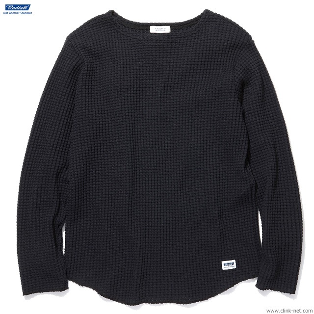 RADIALL BIG WAFFLE - BOAT NECK T-SHIRTS L/S (BLACK)