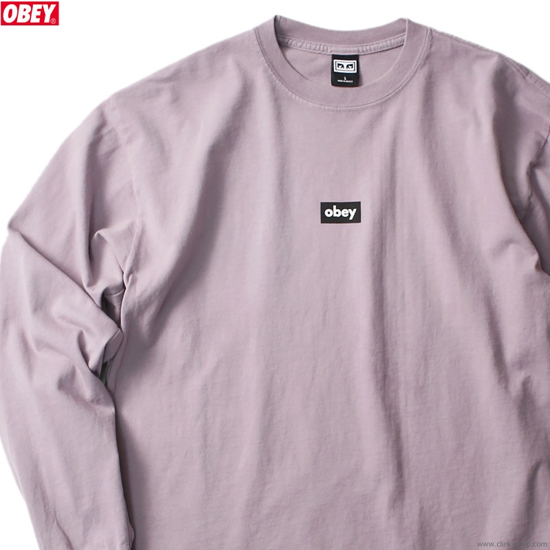 OBEY HEAVYWEIGHT TEES L/S "OBEY BLACK BAR" (LILAC CHALK)