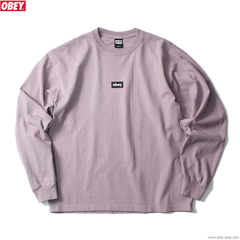 OBEY HEAVYWEIGHT TEES L/S "OBEY BLACK BAR" (LILAC CHALK)