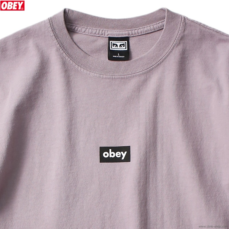 OBEY HEAVYWEIGHT TEES L/S "OBEY BLACK BAR" (LILAC CHALK)