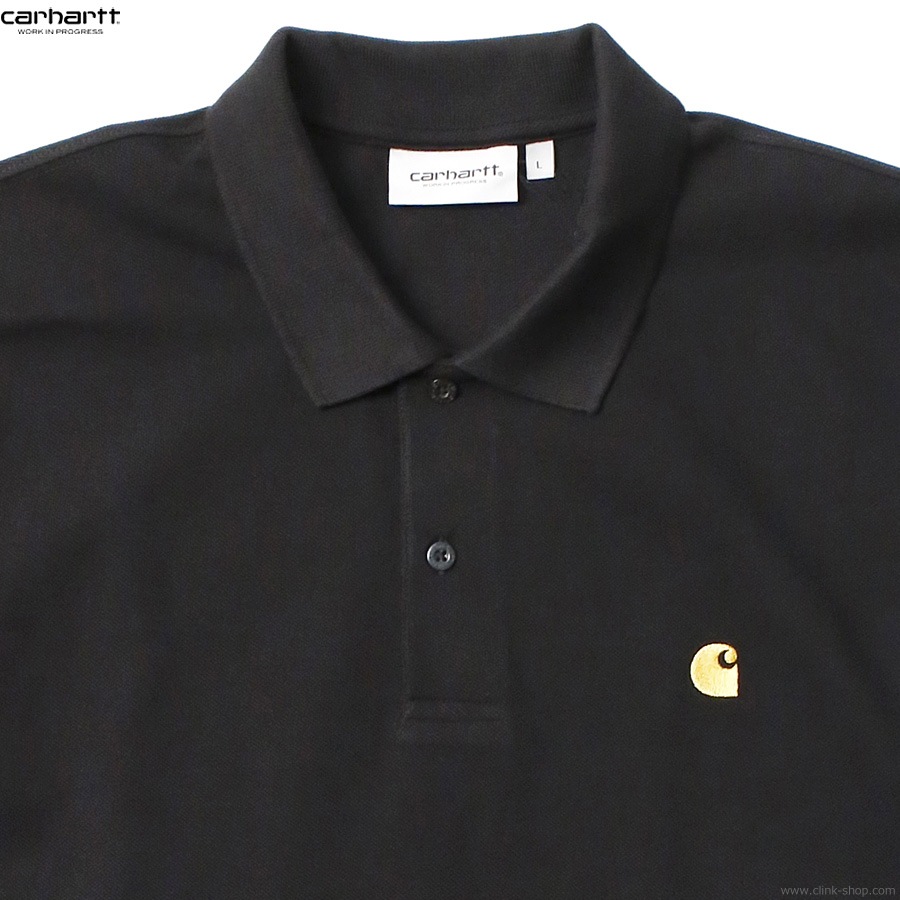 CARHARTT WIP S/S CHASE PIQUE POLO (BLACK/GOLD)