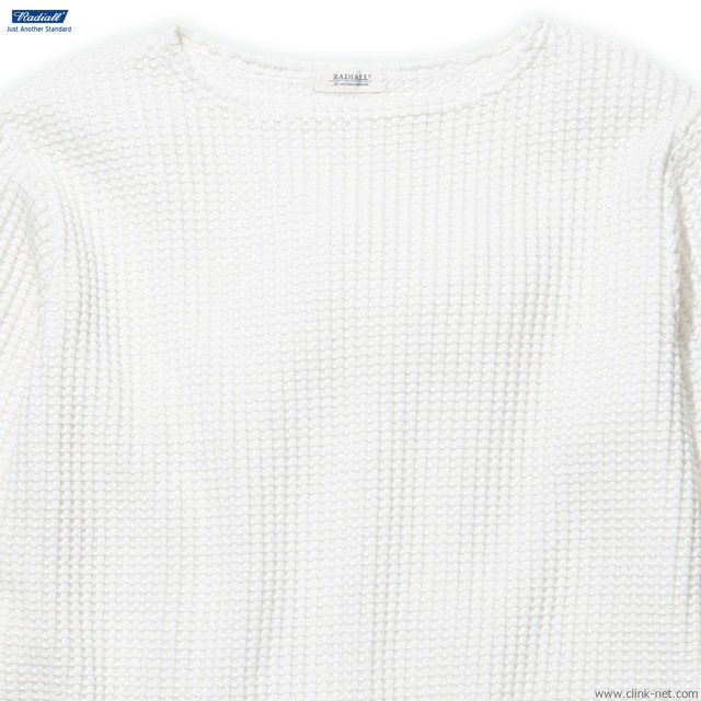 RADIALL BIG WAFFLE - BOAT NECK T-SHIRTS L/S (WHITE)