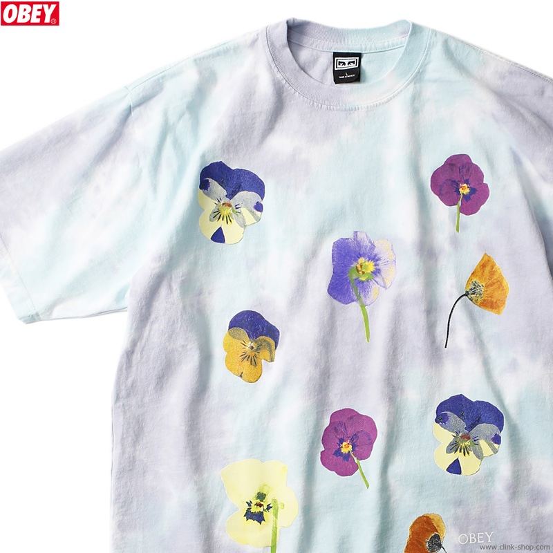 OBEY HEAVYWEIGHT BOX FIT TIE DYE T-SHIRT "OBEY PRESSED DAISIES" (PURE WATER BLOTCH)