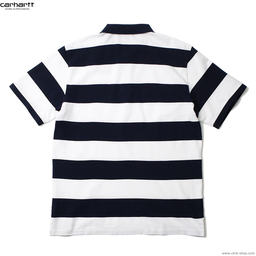 CARHARTT WIP S/S DAMPIER PIQUE POLO (DAMPIER STRIPE ATOM BLUE/WHITE)