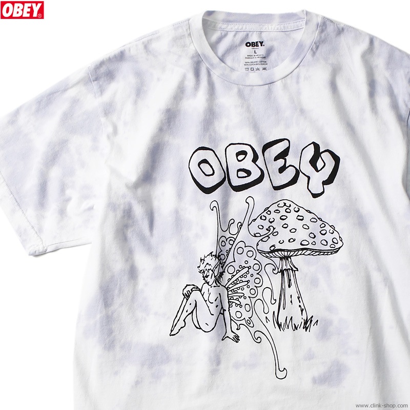 OBEY ORGANIC CLASSIC FIT TIE DYE T-SHIRT "FAIRY & MUSHROOM" (OPAL TIE DYE)