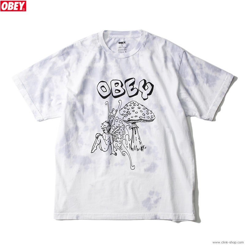 OBEY ORGANIC CLASSIC FIT TIE DYE T-SHIRT "FAIRY & MUSHROOM" (OPAL TIE DYE)