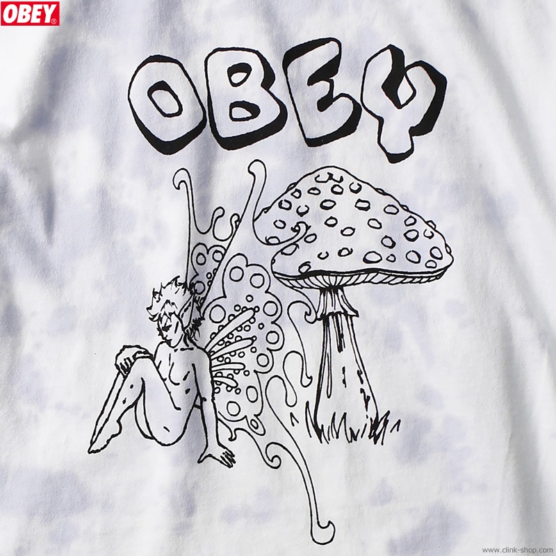 OBEY ORGANIC CLASSIC FIT TIE DYE T-SHIRT "FAIRY & MUSHROOM" (OPAL TIE DYE)