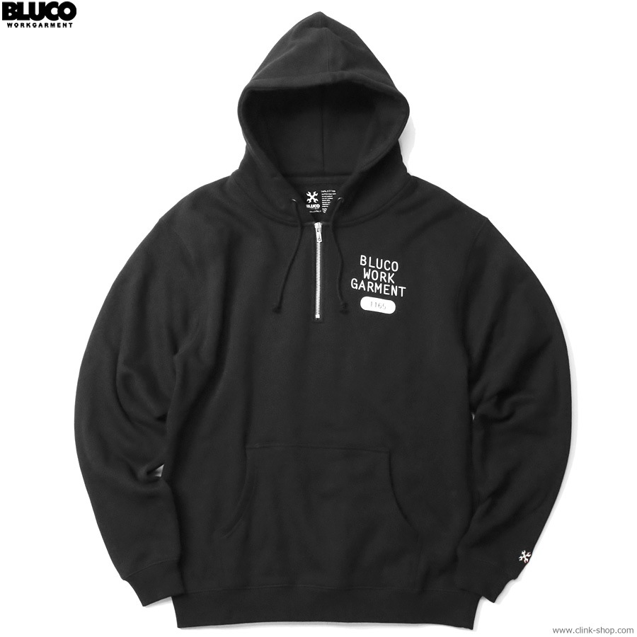 BLUCO HEAVY PILE SWEAT HALF ZIP HOODIE -1165- (BLACK) [145-13-015]