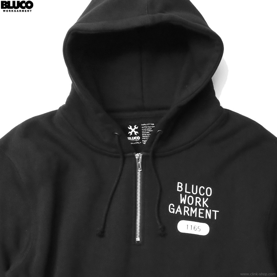 BLUCO HEAVY PILE SWEAT HALF ZIP HOODIE -1165- (BLACK) [145-13-015]
