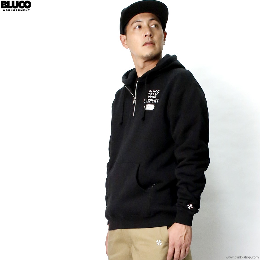 BLUCO HEAVY PILE SWEAT HALF ZIP HOODIE -1165- (BLACK) [145-13-015]