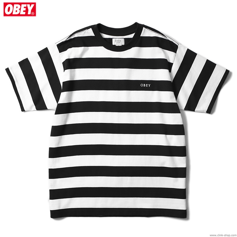 OBEY IDEALS ORGANIC WIDE STRIPE TEE (BLACK MULTI)